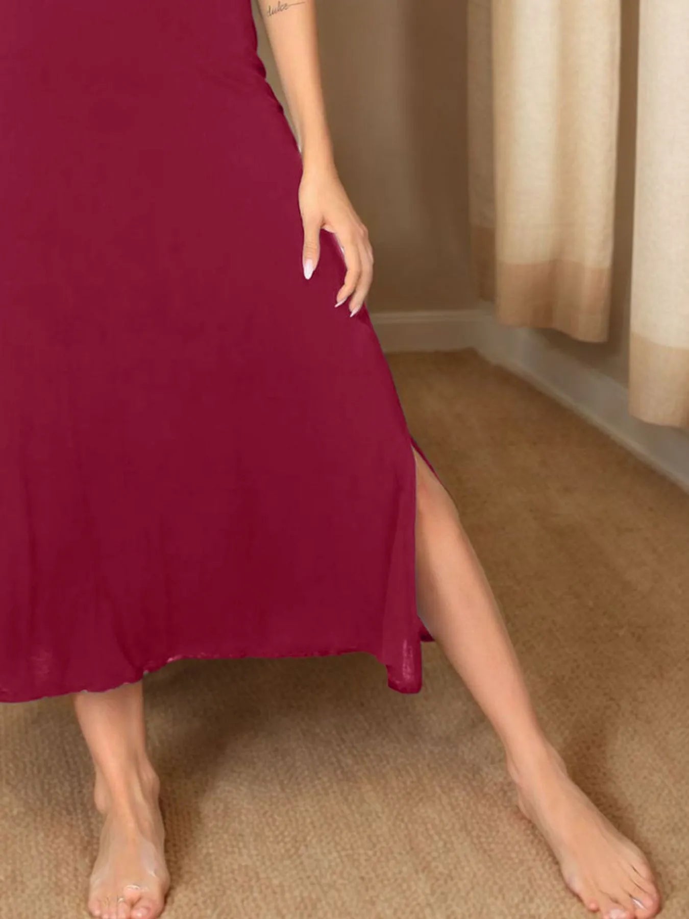 Side Slit Scoop Neck Lounge Dress