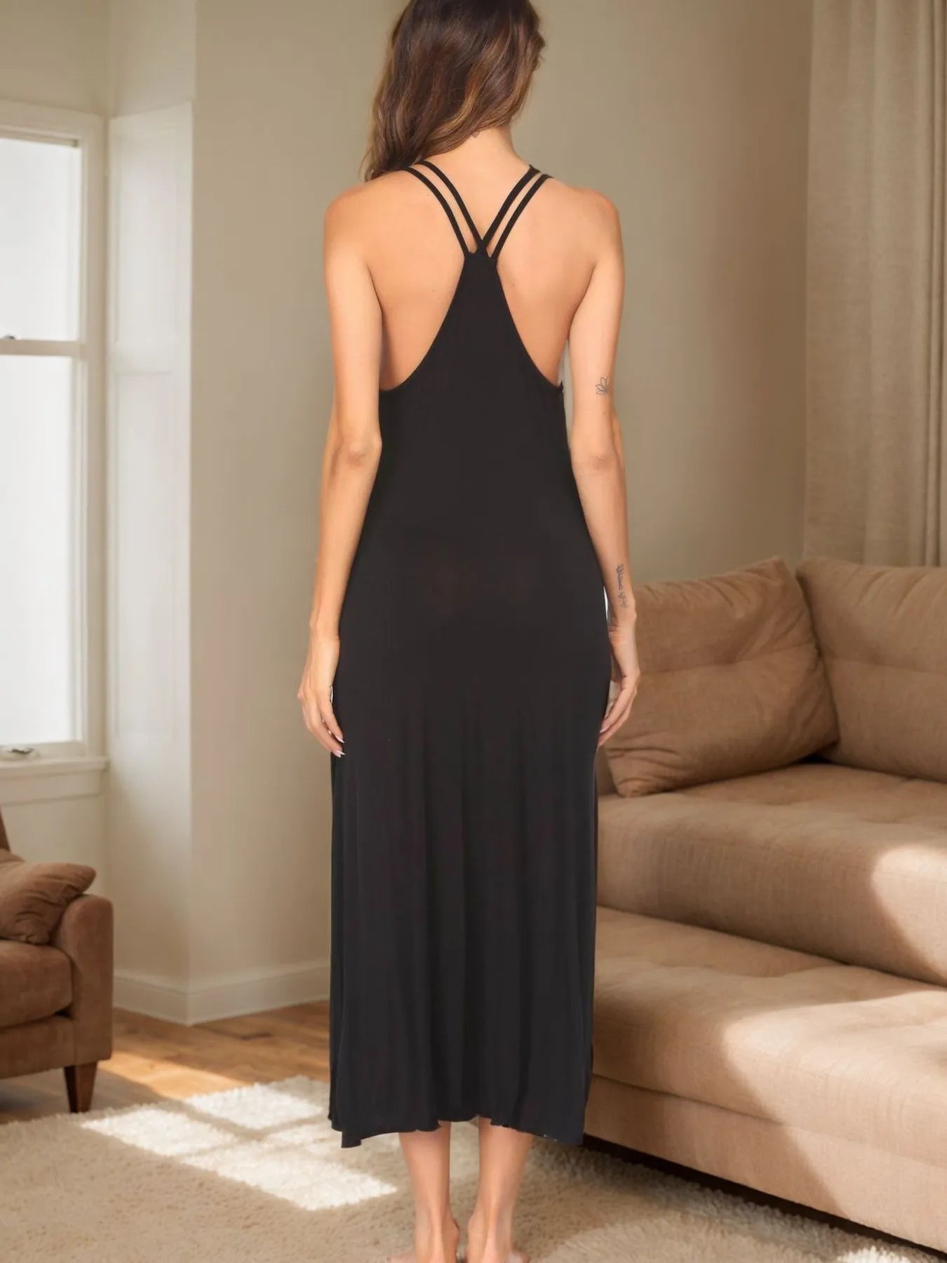 Side Slit Scoop Neck Lounge Dress