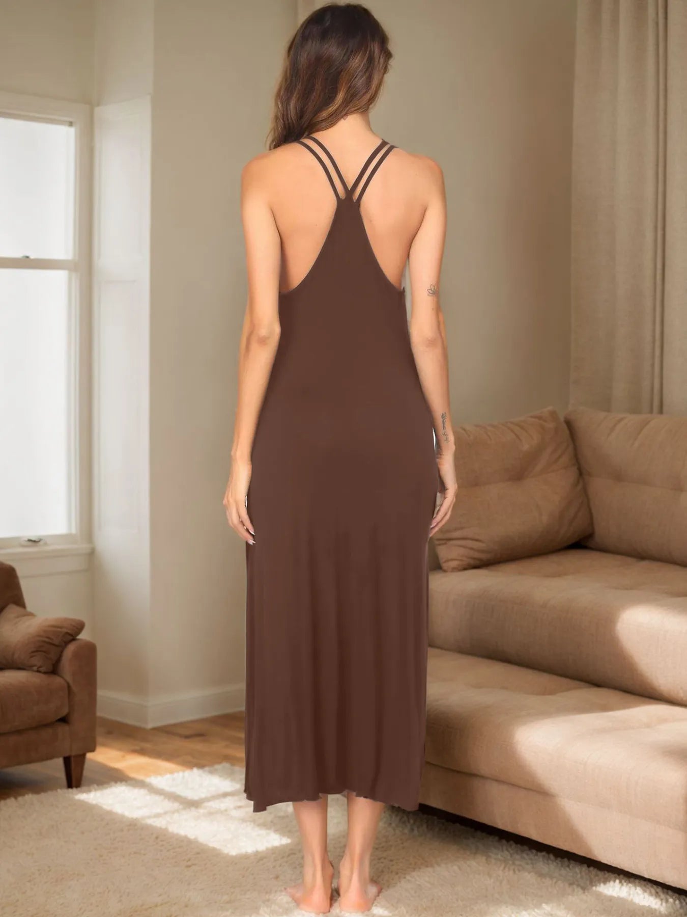 Side Slit Scoop Neck Lounge Dress